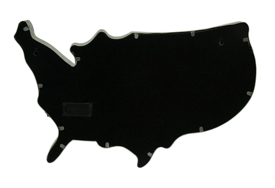 Alt View 3. Zeckos - Rustic US Map Marquee Light-Up Framed Mirrored Wall Hanging - Silver.