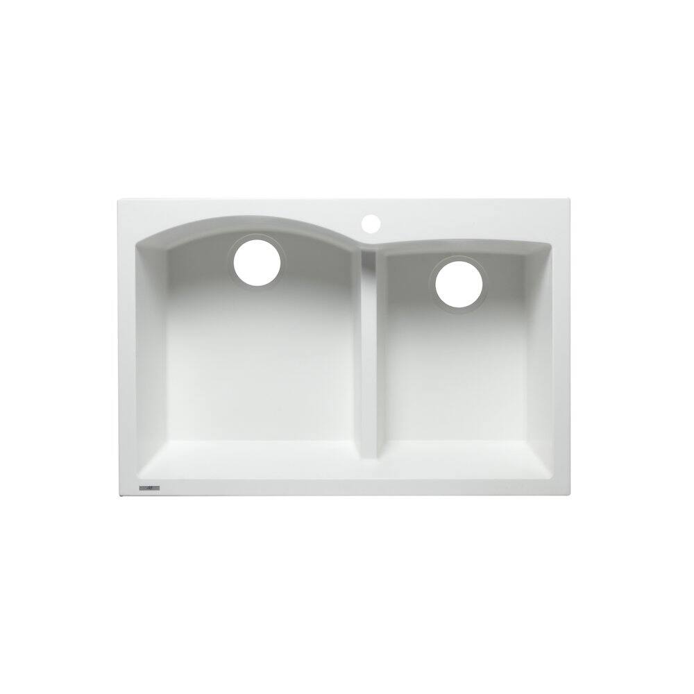 Alt View 4. Alfi - ALFI brand White 33 Double Bowl Drop In Granite Composite Kitchen Sink - White.
