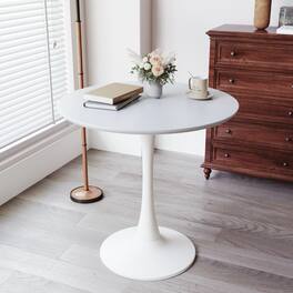 Tiramisubest - 31.5" Round Dining Table for 2-4 with MDF Table Top & Pedestal Base,Mid-Century End Table Leisure Coffee Table - White