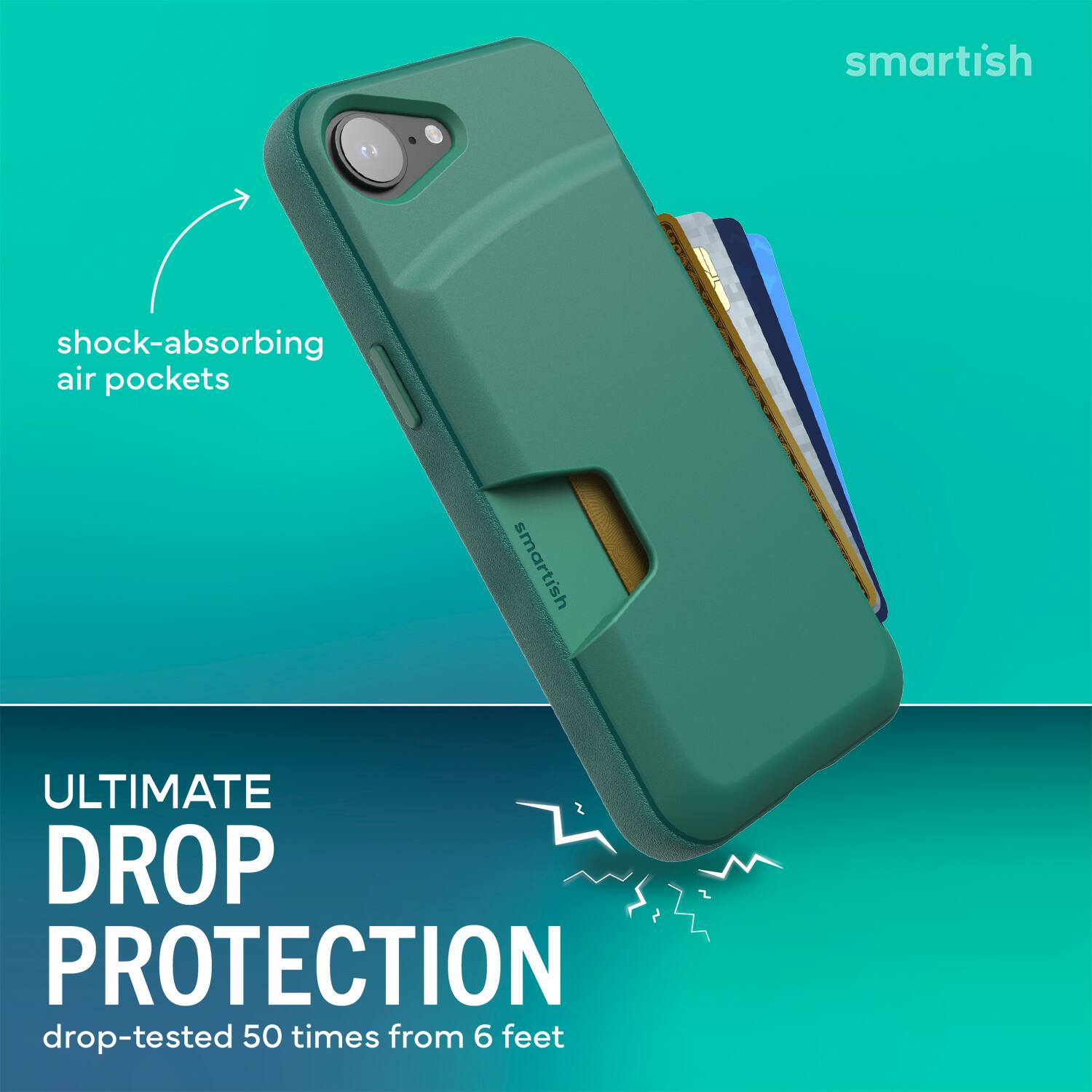 smartish  
shock-absorbing air pockets  
smartish ULTIMATE DROP PROTECTION  
drop-tested 50 times from 6 feet