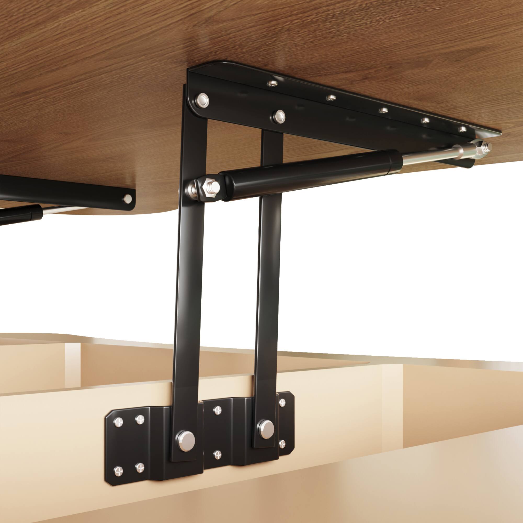 Alt View 9. GOODSILO - Functional Lift Top Coffee Table with Hidden Storage and Silent Hydraulic Mechanism for Living Room Spaces - Light Brown.