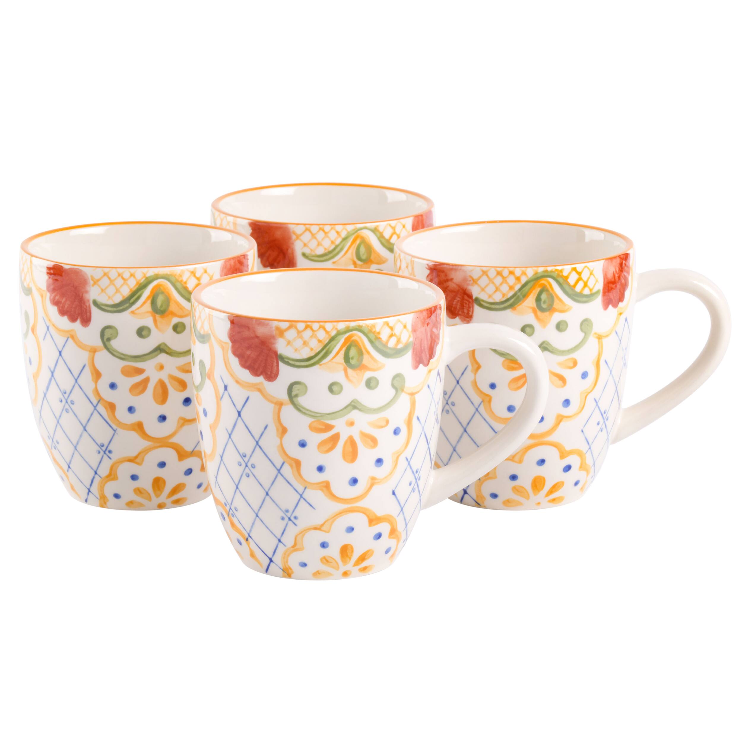 Front. Laurie Gates - Laurie Gates Tierra Mosaic 4 Piece 17.4 Ounce Hand Painted Stoneware Mug Set - Assorted.