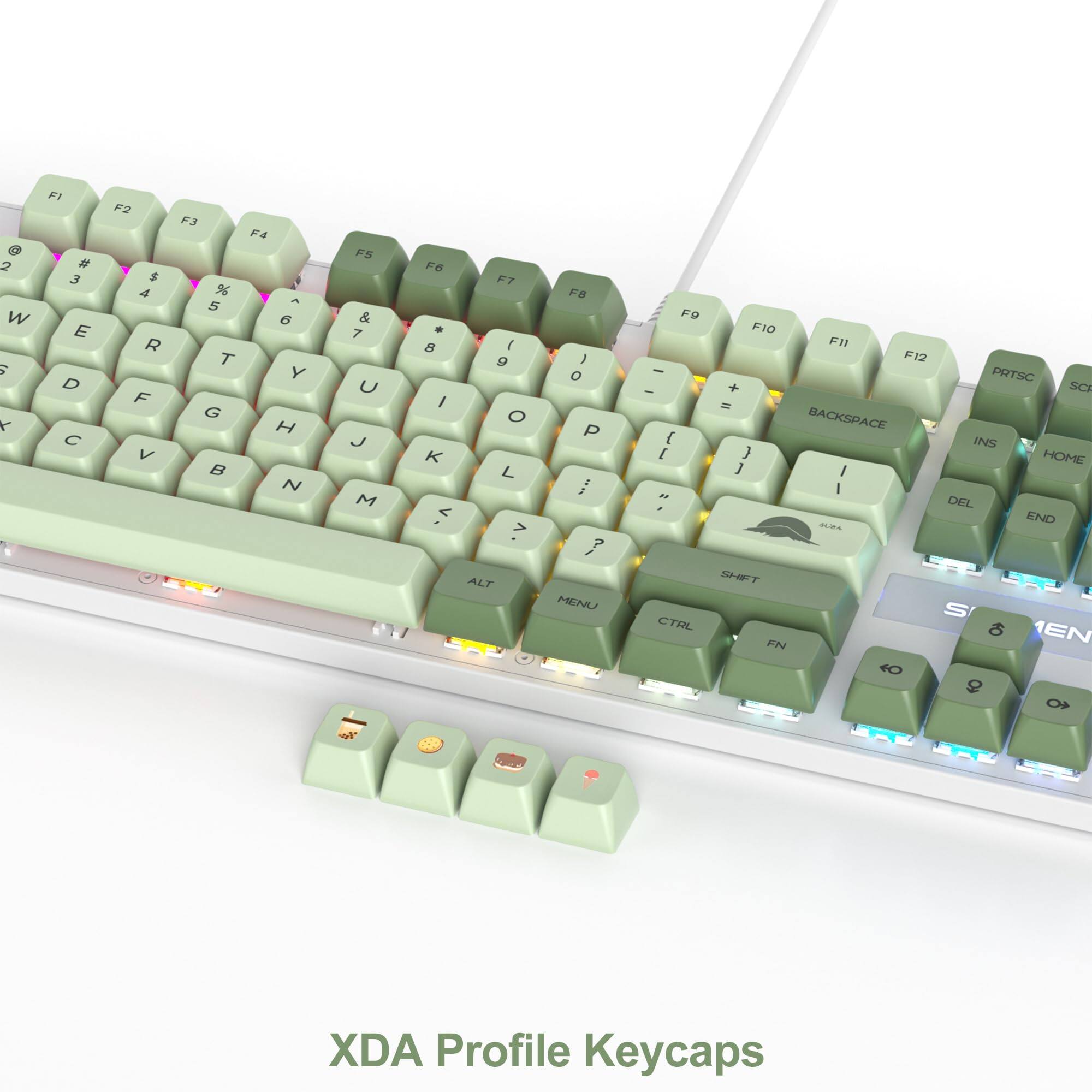 Sure, here is the corrected and grouped text from the image:

```
G 2 W E R T Y U I O P [ ] \ F1 # 3 $ 4 % 5 ^ 6 & 7 * 8 ( 9 ) 0 - = BACKSPACE F2 F3 F4 F5 F6 F7 F8 F9 F10 F11 F12 PRTSC SCROLL LOCK MENU INS HOME END DEL ALT CTRL FN SHIFT XDA Profile Keycaps
```