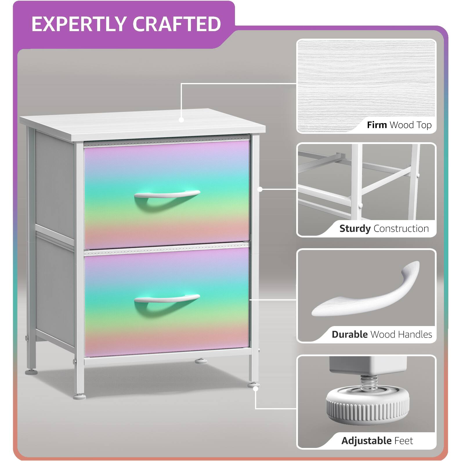 EXPERTLY CRAFTED

- Firm Wood Top
- Sturdy Construction
- Durable Wood Handles
- Adjustable Feet