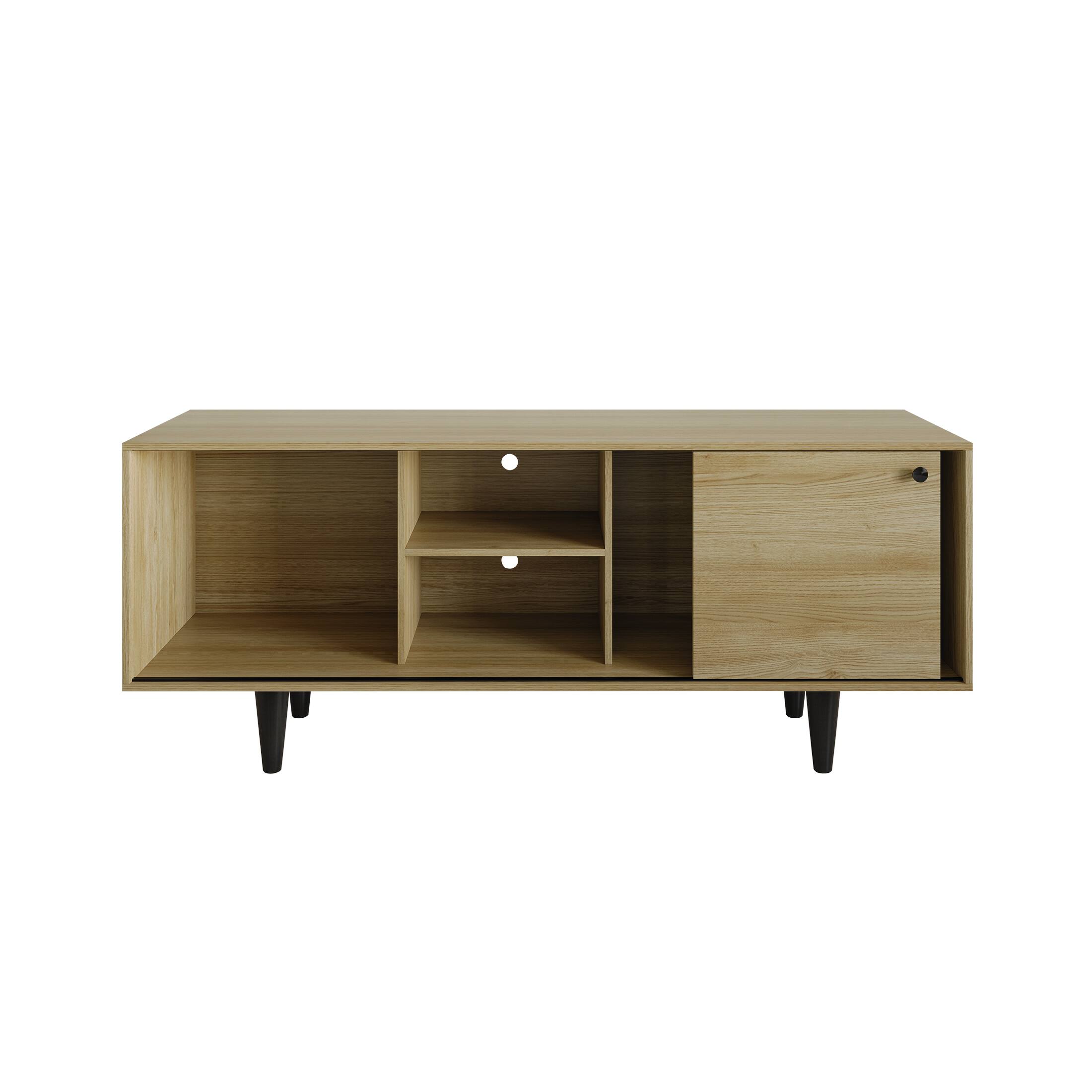 Alt View 4. ChaletPosh - Contemporary TV Stand Console with Sliding Door and Ample Storage, Sanremo Light Oak - Light Oak.