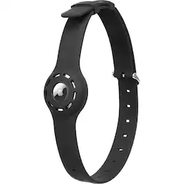 SaharaCase - Silicone Dog Standard Collar with Apple AirTag slot - 16-in to 26-in Neck - Black