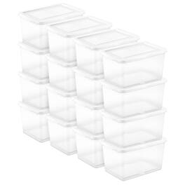 Sterilite - 20 Qt Storage Box, Stackable Plastic Container Home Organizer, 16 Pack - White