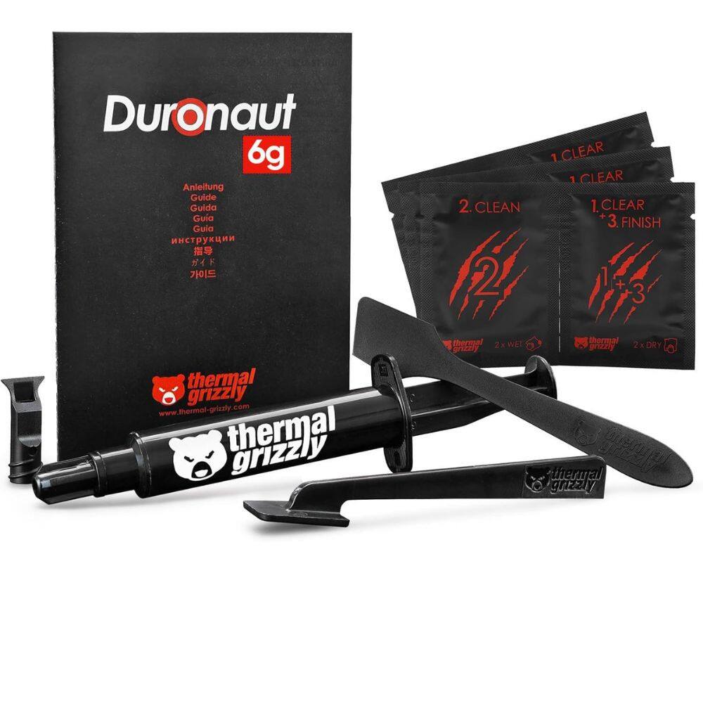 Duronaut 6g  
Anleitung Guide Guida Guia Guía  
2. CLEAN  
1. CLEAR  
1. CLEAR +3. FINISH  
1+3  
thermal grizzly  
www.thermal-grizzly.com  
thermal grizzly  
2x WET  
2x DRY