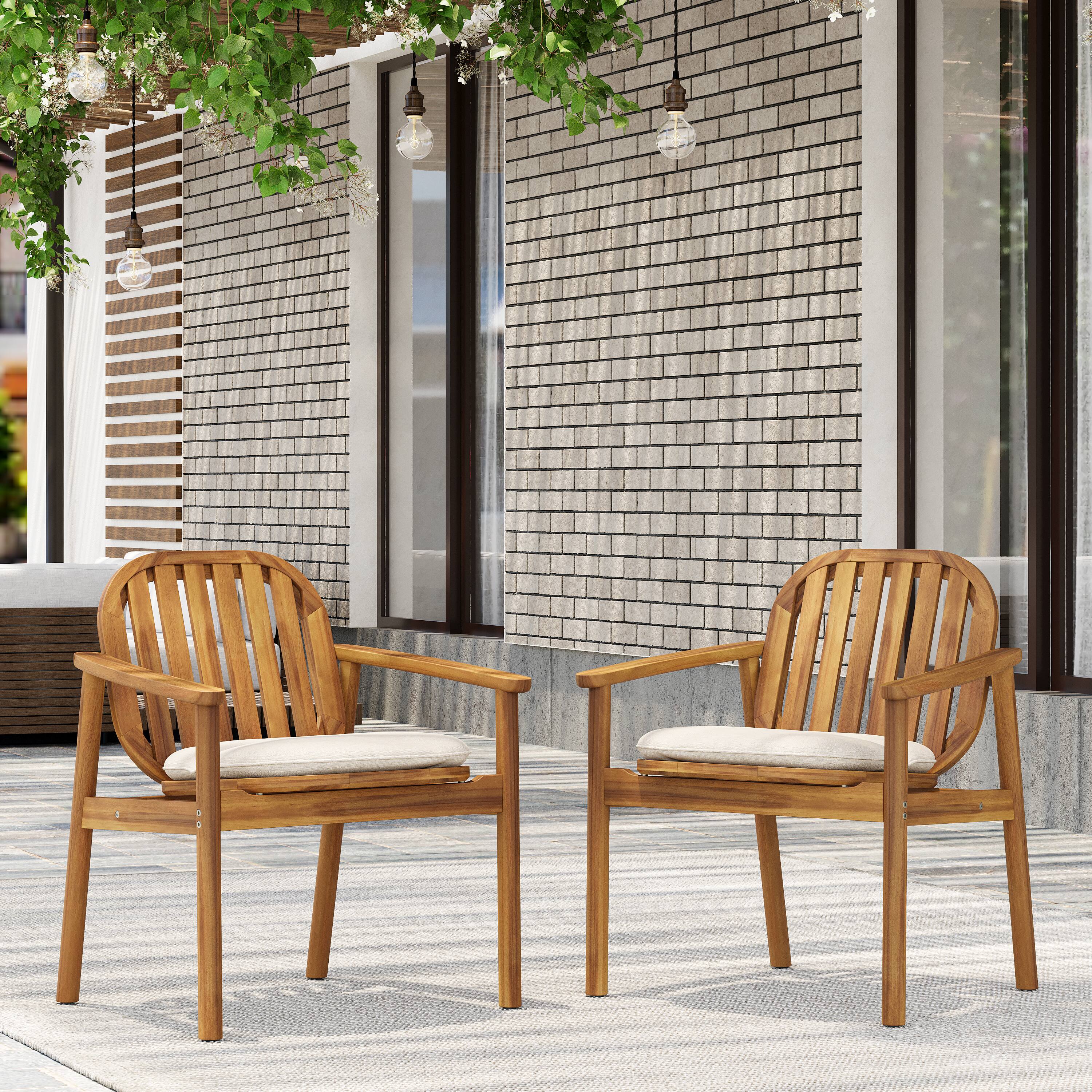 Front. Mondawe - Set of 2 Dining Chair With Cushion - Teak+ Beige.