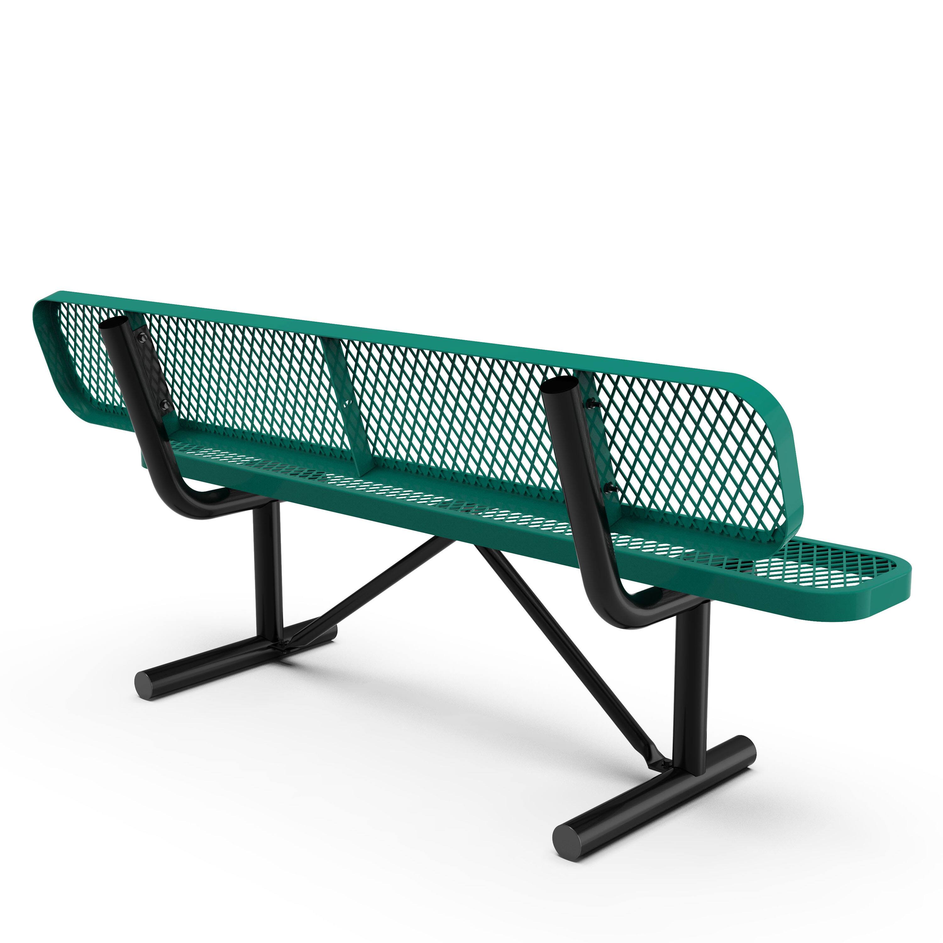 Back. Flash Furniture - Sigrid 6' Outdoor Bench with Backrest, Commercial Grade Green Expanded Metal Mesh Seat and Backrest and Black Steel Fram - Green.