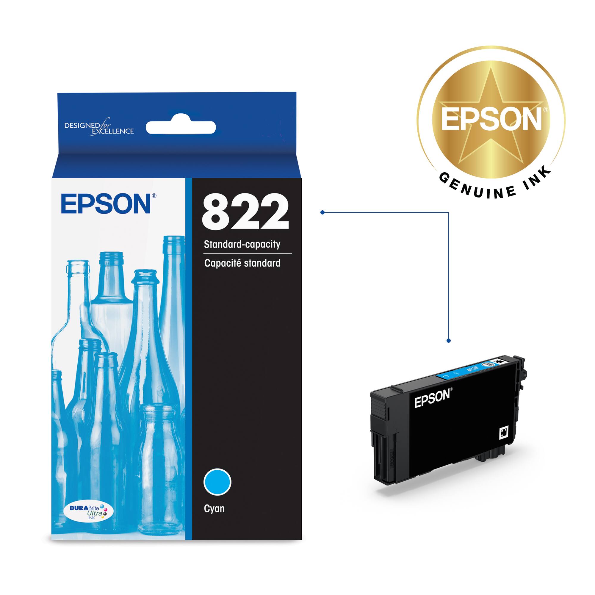 Epson 822 Standard-capacity Capacit standard Genuine Ink EPSON's DuraLife Ultra - PR Cyan
