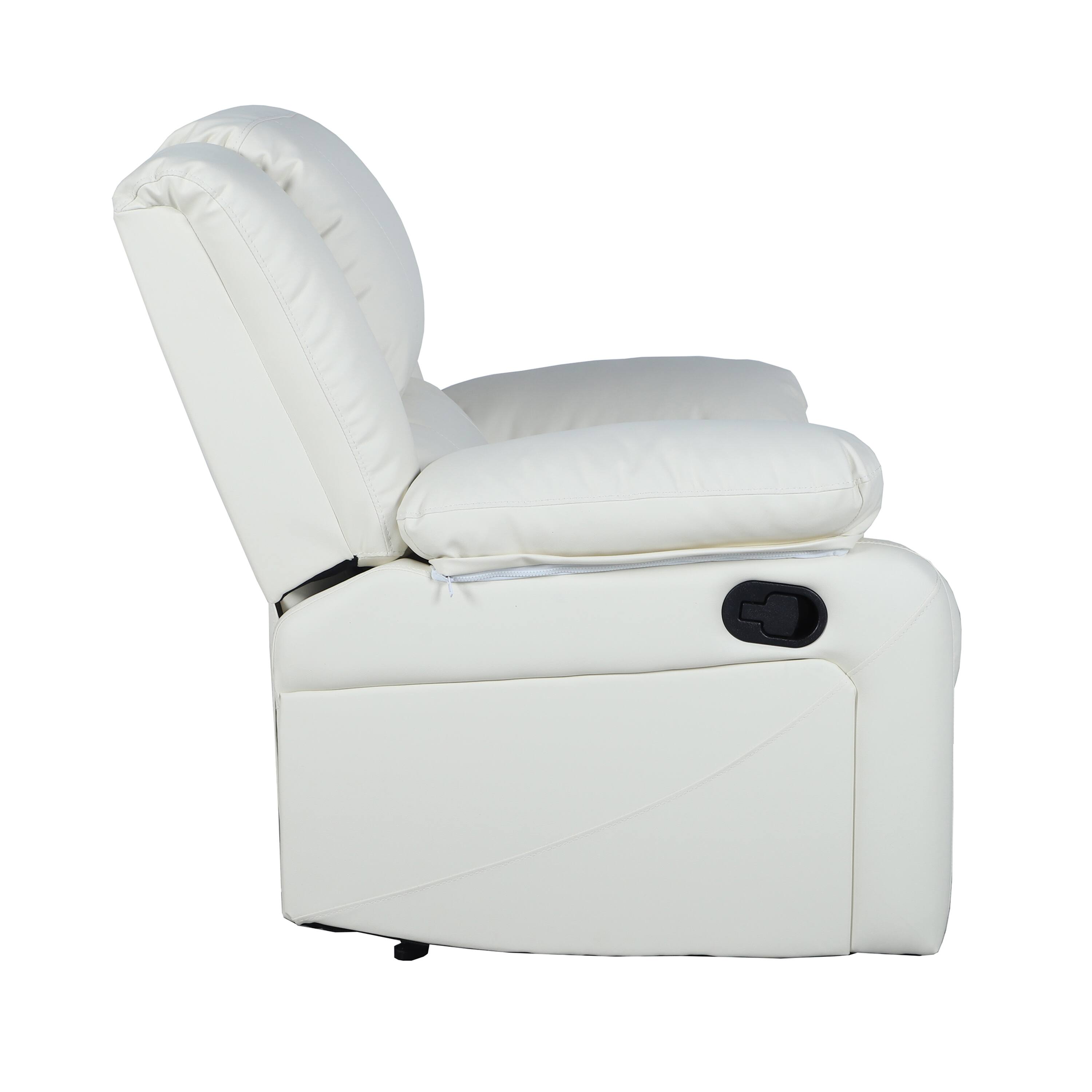 Alt View 8. Emma + Oliver - Recliner with Bustle Back and Padded Arms - Cream Faux Leather.