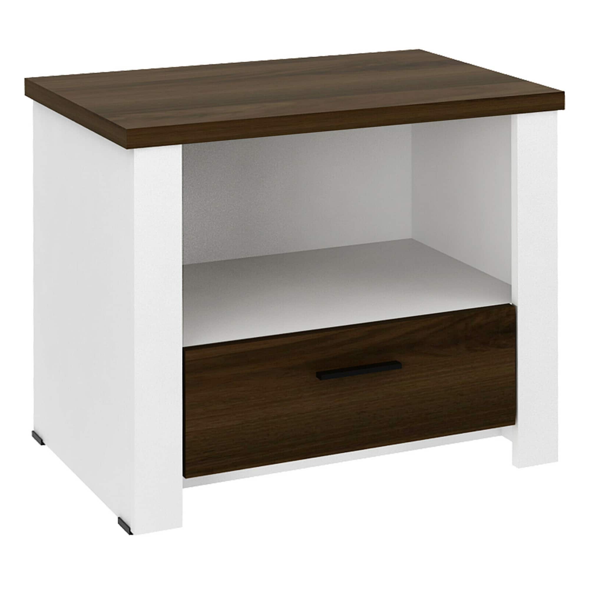 Gymax - Accent Nightstand with Drawer and Open Shelf Sofa End Table Bedroom Living Room - as pic