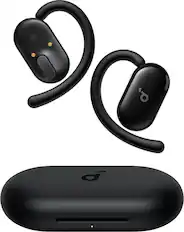 Front. Soundcore - by Anker V20i Open-Ear Headphones with Adjustable Ear Hooks - Black.
