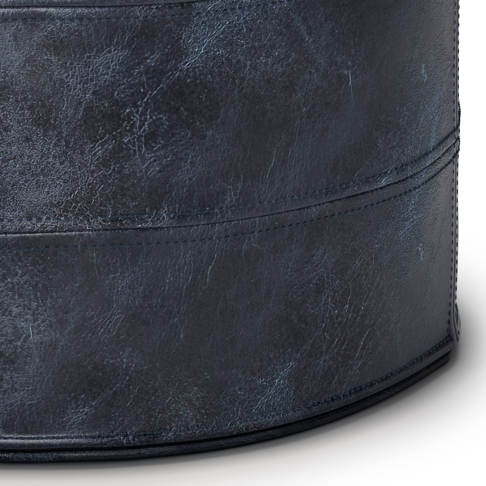 Alt View 11. Simpli Home - Connor Round Pouf - Distressed Navy Blue.