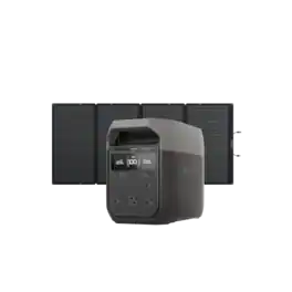 EcoFlow - DELTA 3 Portable Power Station with 400W Solar Panel,1800 AC Output/500W Solar Input,Solar Generator for Home Use (1024 Wh Capacity) - Light Gray