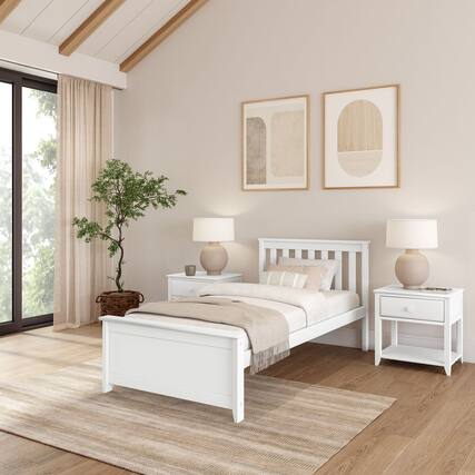 Front. Plank+Beam - Twin Bed, White - White.