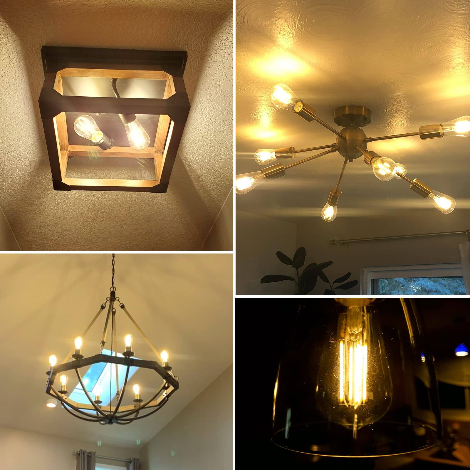 Alt View 3. GlowWise - Dimmable Vintage ST58 LED Edison Bulb, 4-Pack. Warm White 2700K, 720LM, 60W Eqv. CRI 85+ for Ambient Lighting. - White.