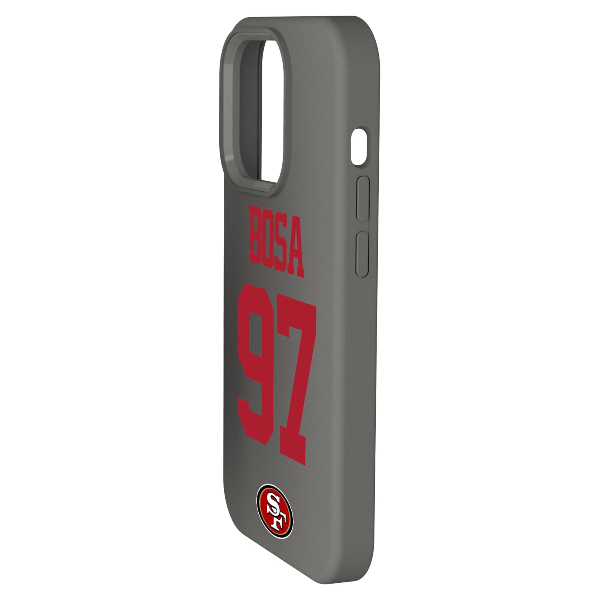 Alt View 1. Keyscaper - Nick Bosa Gray San Francisco 49ers Ready Soft Touch iPhone Case - 15 - Gray.