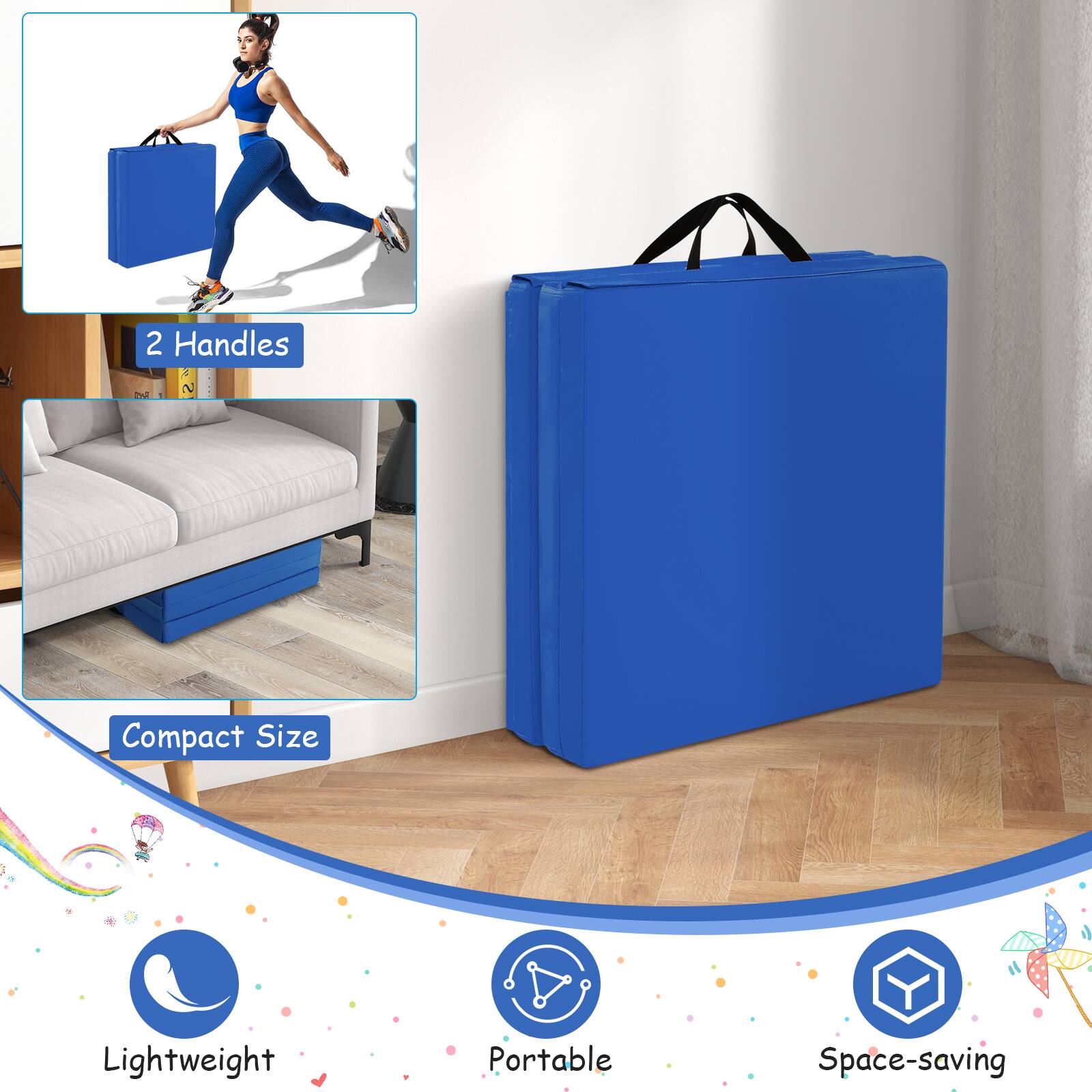 - 2 Handles
- Compact Size
- Lightweight
- Portable
- Space-saving