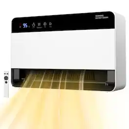 Sweetcrispy - Wall Mount Ceramic Smart Heater 1500W Fast Heating with Remote Control and Thermostat, 60° Oscillation - White