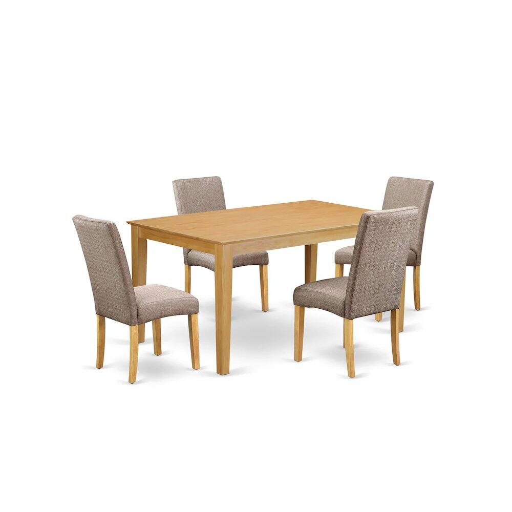 Alt View 3. East West Furniture - 5 Piece Dining Room Furniture Set Includes a Rectangle Dining Table and 4 Dark Khaki Linen Fabric Upholstered Parson - Oak.