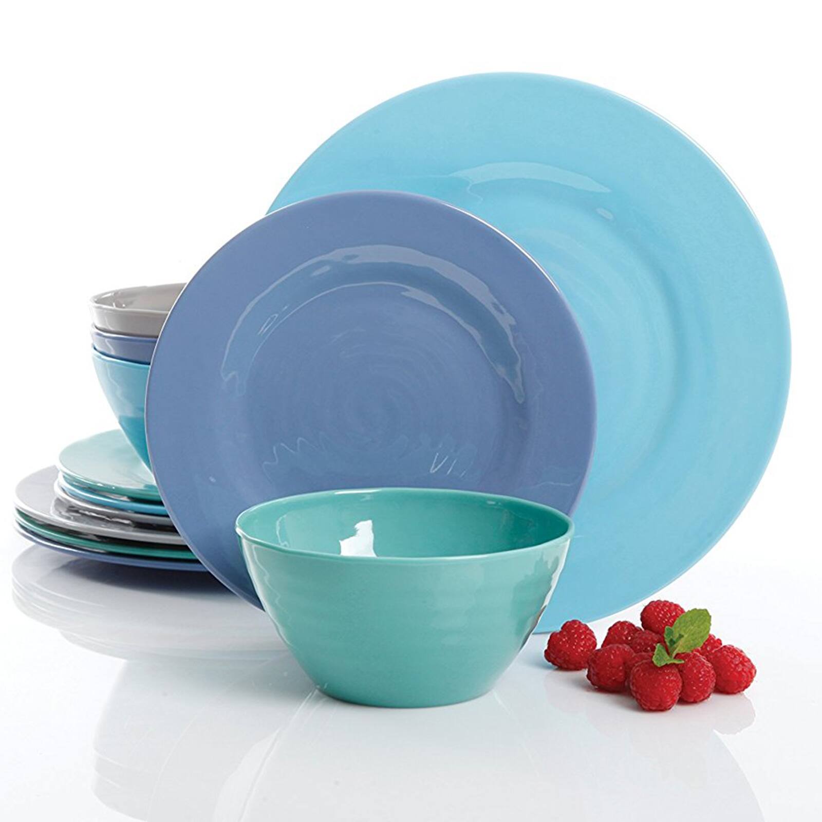 Alt View 4. Gibson - Gibson Home Brist 12 Piece Dinnerware Set in 4 Assorted Colors - Assorted.