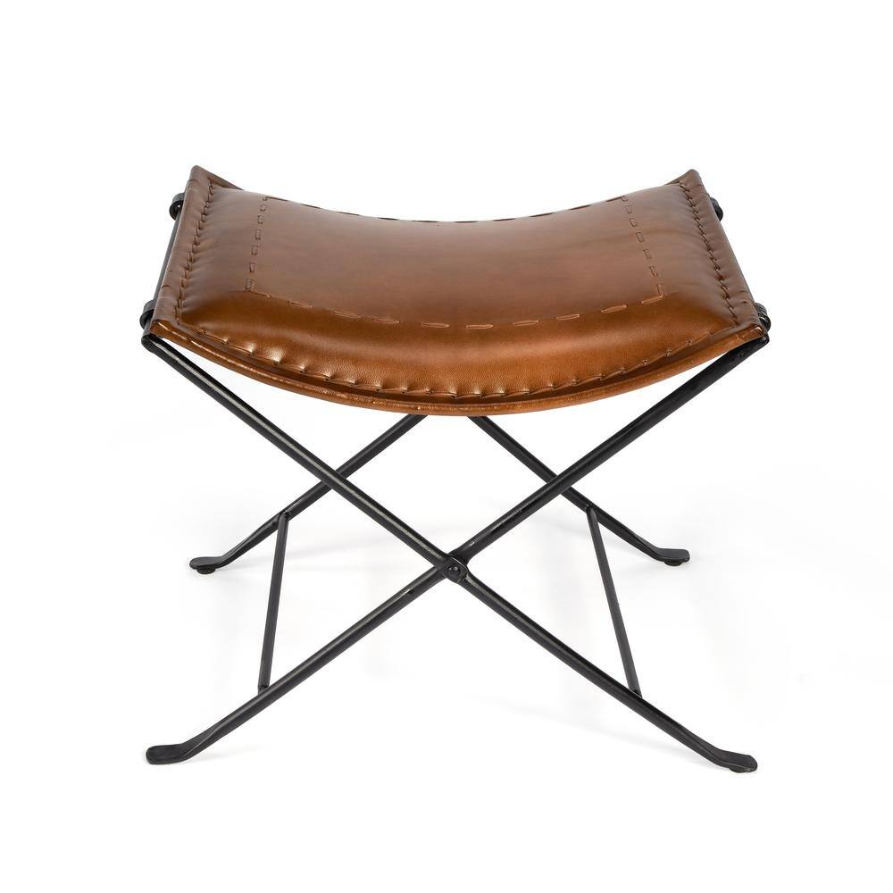 Alt View 1. Butler Specialty - Melton Leather 21.5"W Stool - Medium Brown.