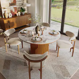 POVISON - Modern 47" Round Dining Table for 4 Sintered Stone for Small Spaces, Breakfast Nooks & Apartments - Pandora