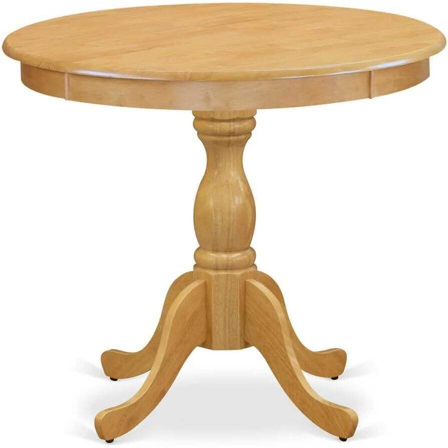 Left. East West Furniture - AMDL3-OAK-W - 3-Piece Dining Room Table Set- 2 Modern Dining Room Chair and Dining Table - Wooden Seat and Slatted - Oak.