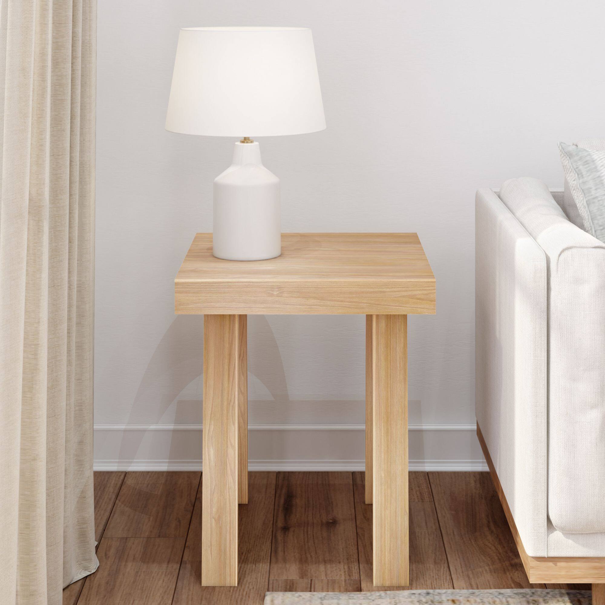 Alt View 1. Plank+Beam - Classic Square Side Table (20in x 20in / 510mm x 510mm), Blonde Wirebrush - Blonde Wirebrush.