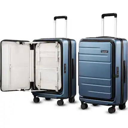 Front. LUGGEX - LUGGEX 24 Inch Checked Luggage Expandable PC Hardside Front-Opening Suitcase with TSA Lock - FX-Core - Blue.