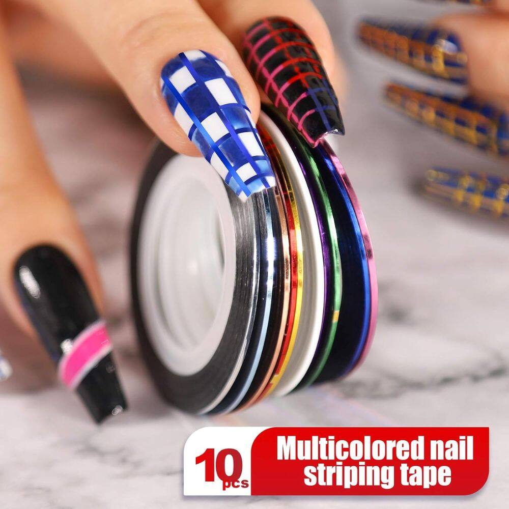 Multicolored nail striping tape  
10 pcs