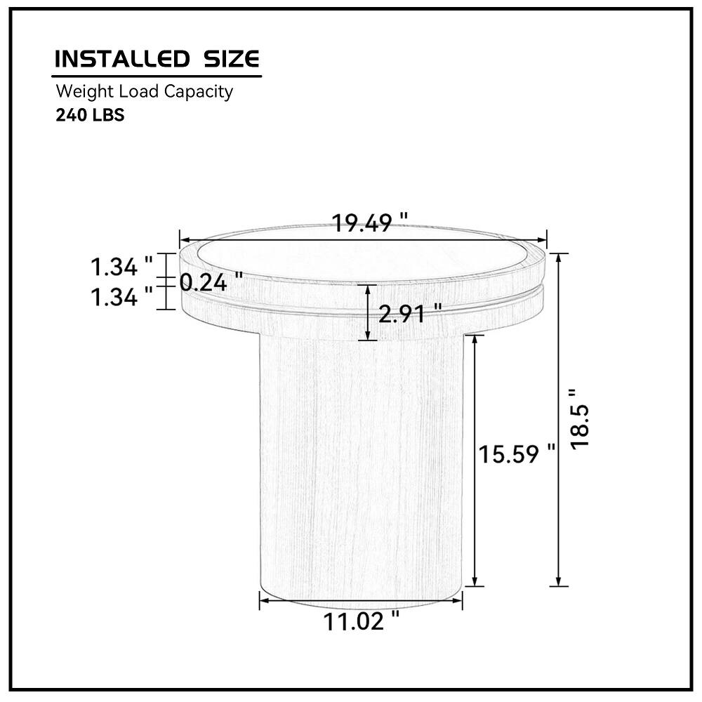 INSTALLED SIZE  
Weight Load Capacity 240 LBS  
19.49"  
1.34" 0.24 1.34  
2.91"  
15.59 18.5  
11.02"