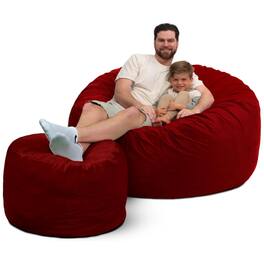 Ultimate Sack - 5ft Bean Bag Chair and Footstool Oversized Lounger, Suede - Burgundy