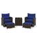 Alt View 9. Costway - 5 PCS Patio Rattan Furniture with 2 Wicker Ottomans & Tempered Glass Coffee Table - Navy + Mix Brown.