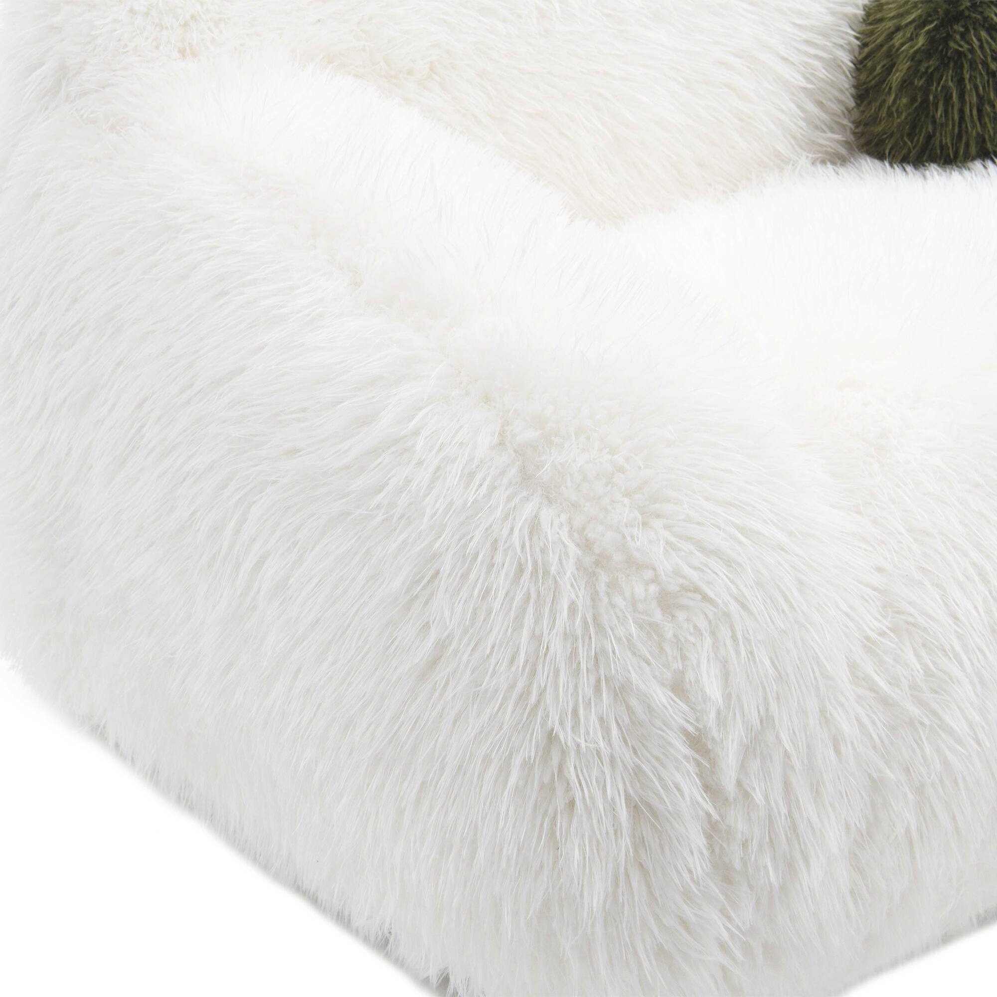 Alt View 4. Vaczon - Faux Fur Loveseat Chair Cozy Shaggy Plush Sofa for Home, Apartment, Lounge Area with Accent Pillows - White.