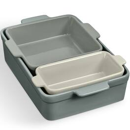 Best Choice Products - 3PC Casserole Cookware Set, Serving Tray, Bread Loaf Pan, 8x8 Square Pan - French Gray