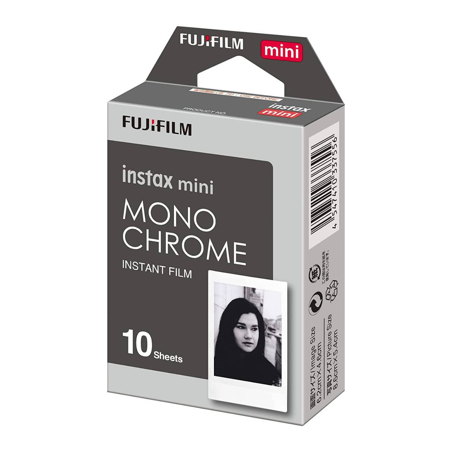 FUJIFILM mini instax mini MONO CHROME INSTANT FILM 10 Sheets Size Image 6cm x 4.3cm Size Picture 4cm x 5.8cm