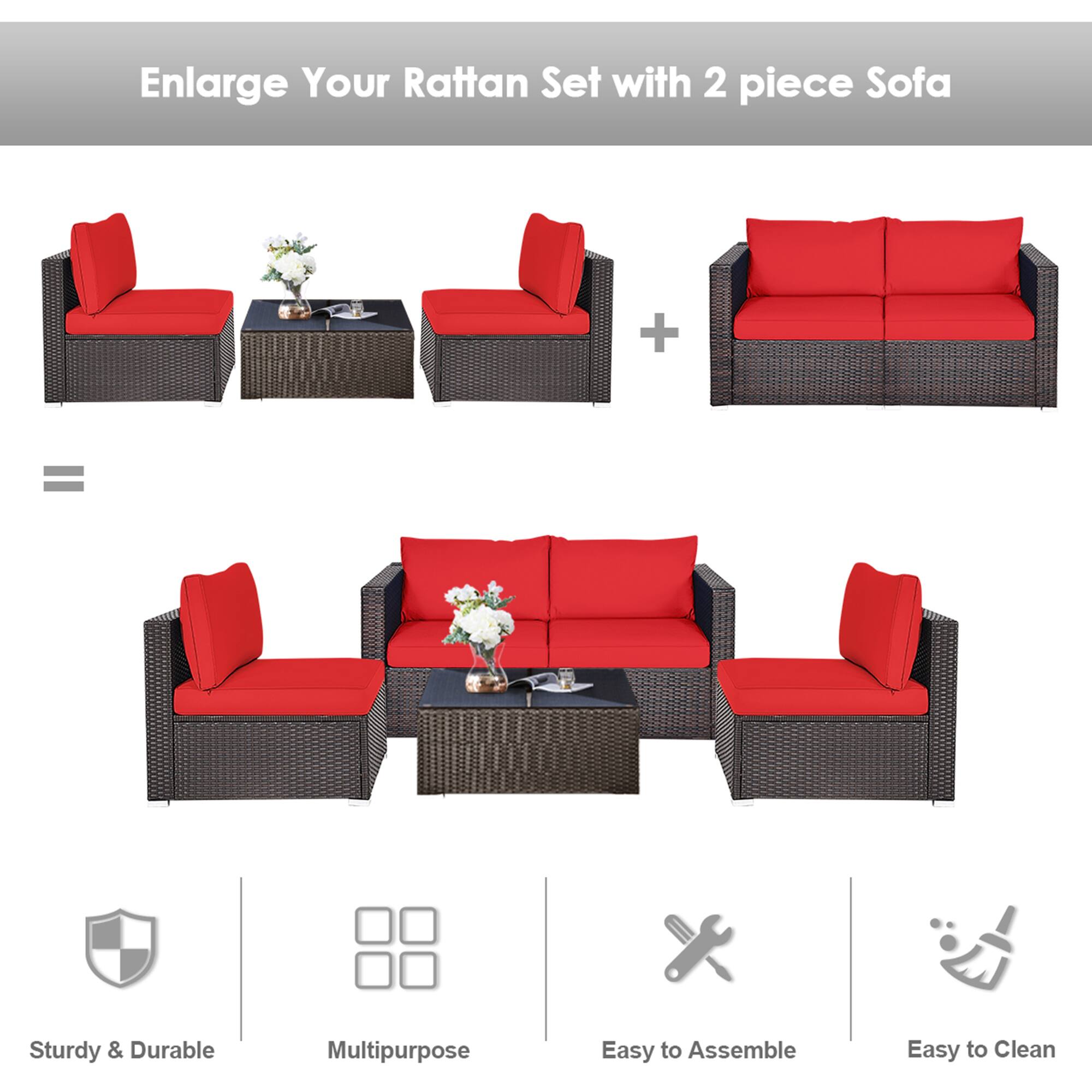 Enlarge Your Rattan Set with 2 piece Sofa

Sturdy & Durable  
Multipurpose  
Easy to Assemble  
Easy to Clean