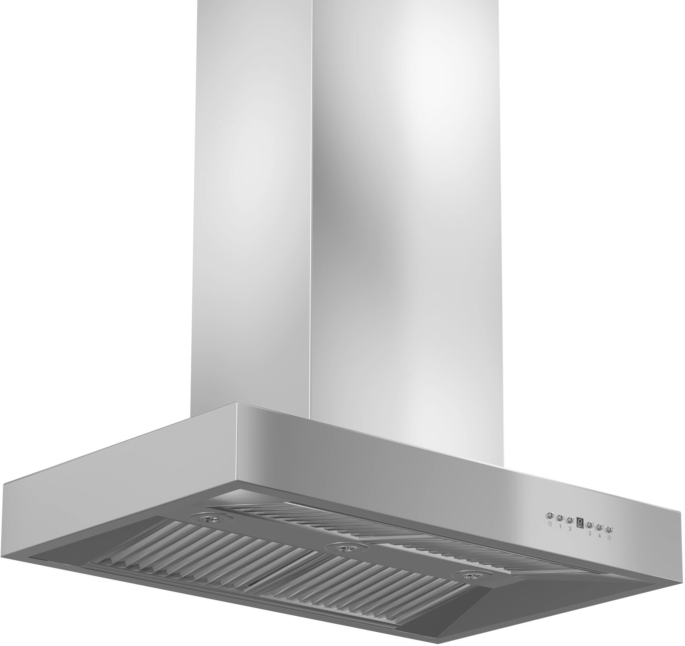Left. ZLINE - ZLINE 48 in. Ducted Outdoor Island Mount Range Hood in Stainless Steel (KECOMi-304-48) - Stainless steel.