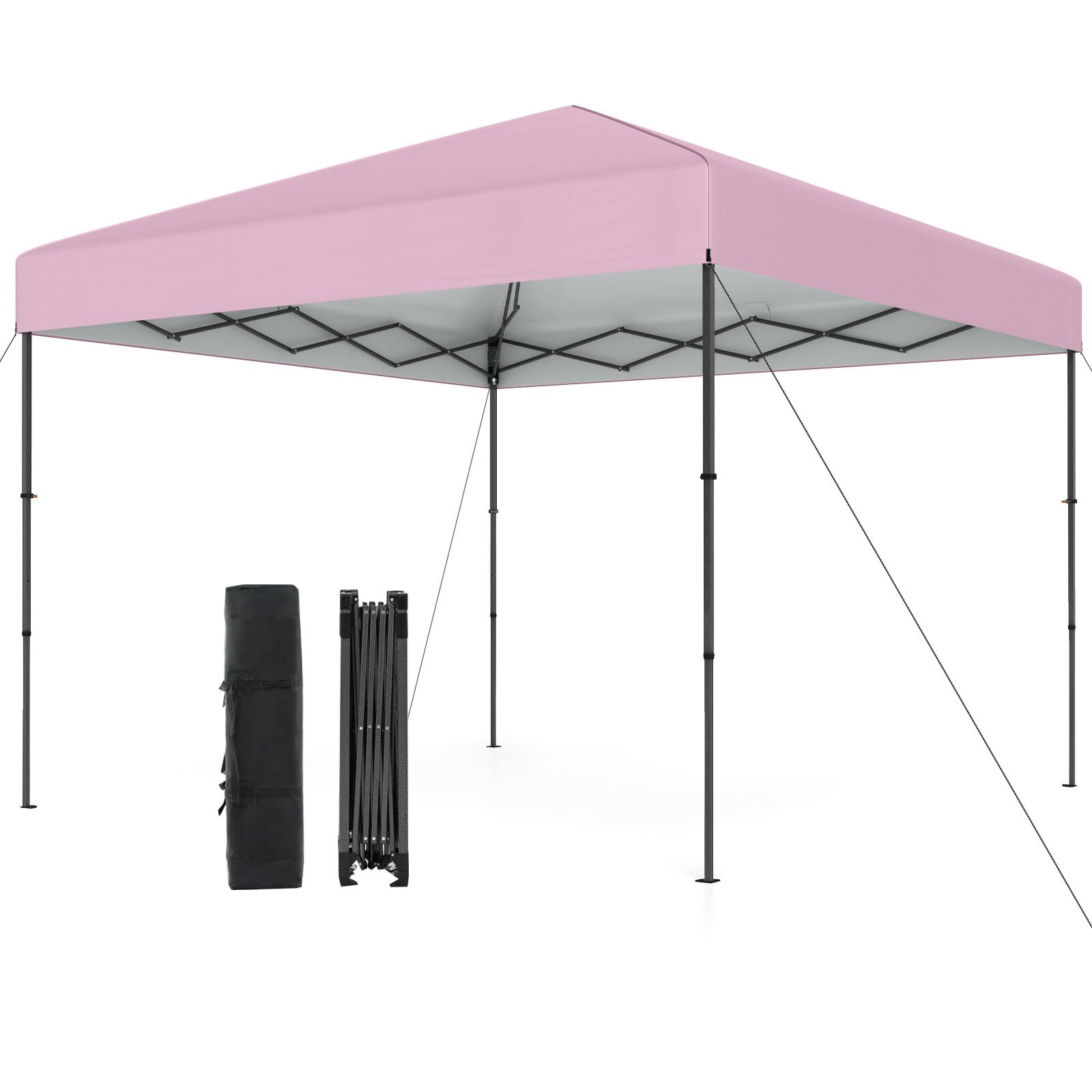 Front. Gymax - Gymax 10 X 10 FT Pop up Canopy Tent w/ Portable Carrying Bag 8 Stakes 4 Wind Ropes Pink - Pink.