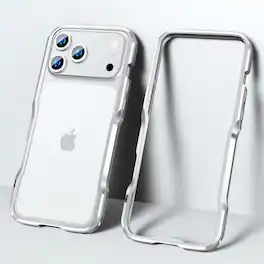 Dteck - Metal Bumper for Apple iPhone 17 Pro Max, Shockproof Rugged Backless Protective Cover - Silver