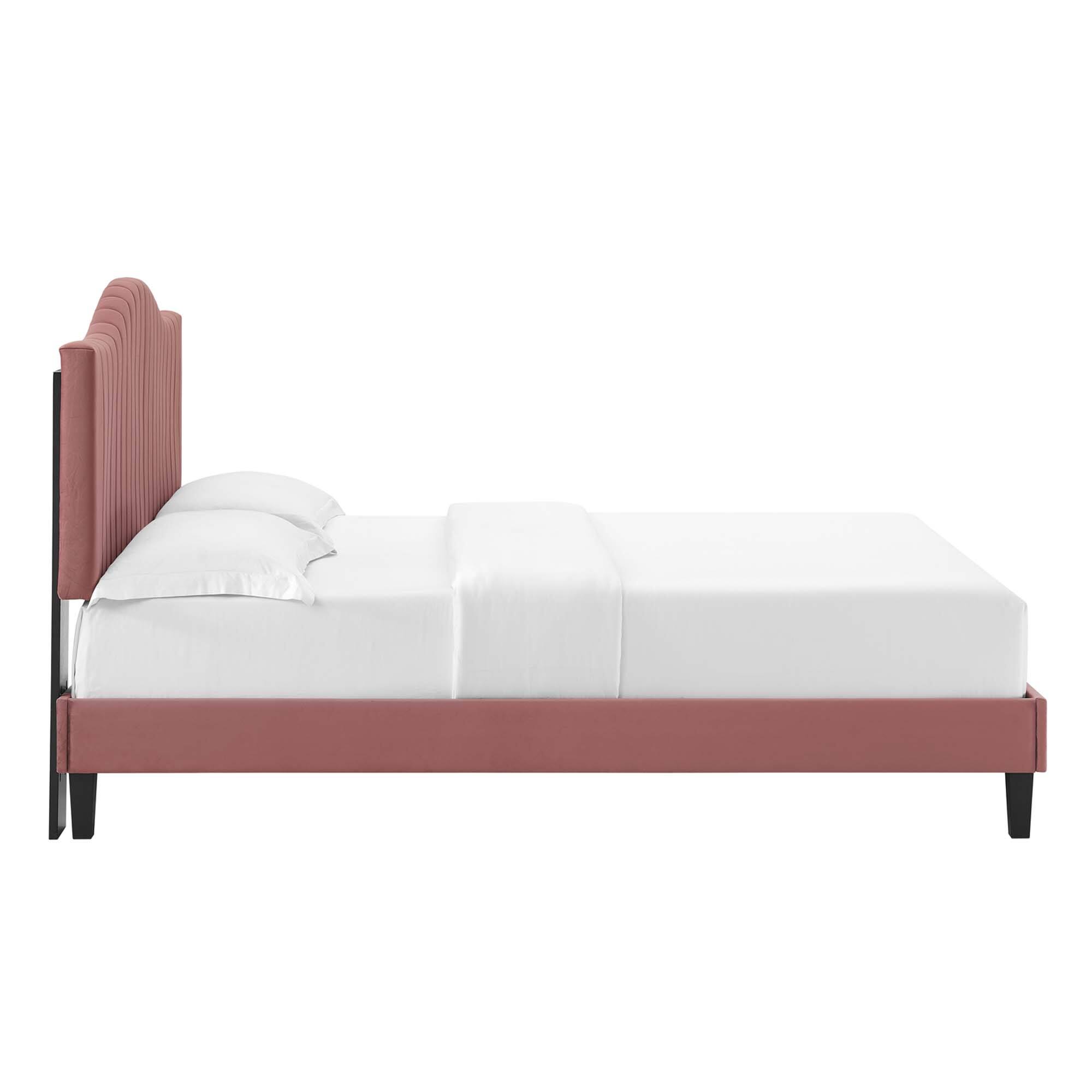 Alt View 6. Modway - Juniper Channel Tufted Performance Velvet King Platform Bed - Red.