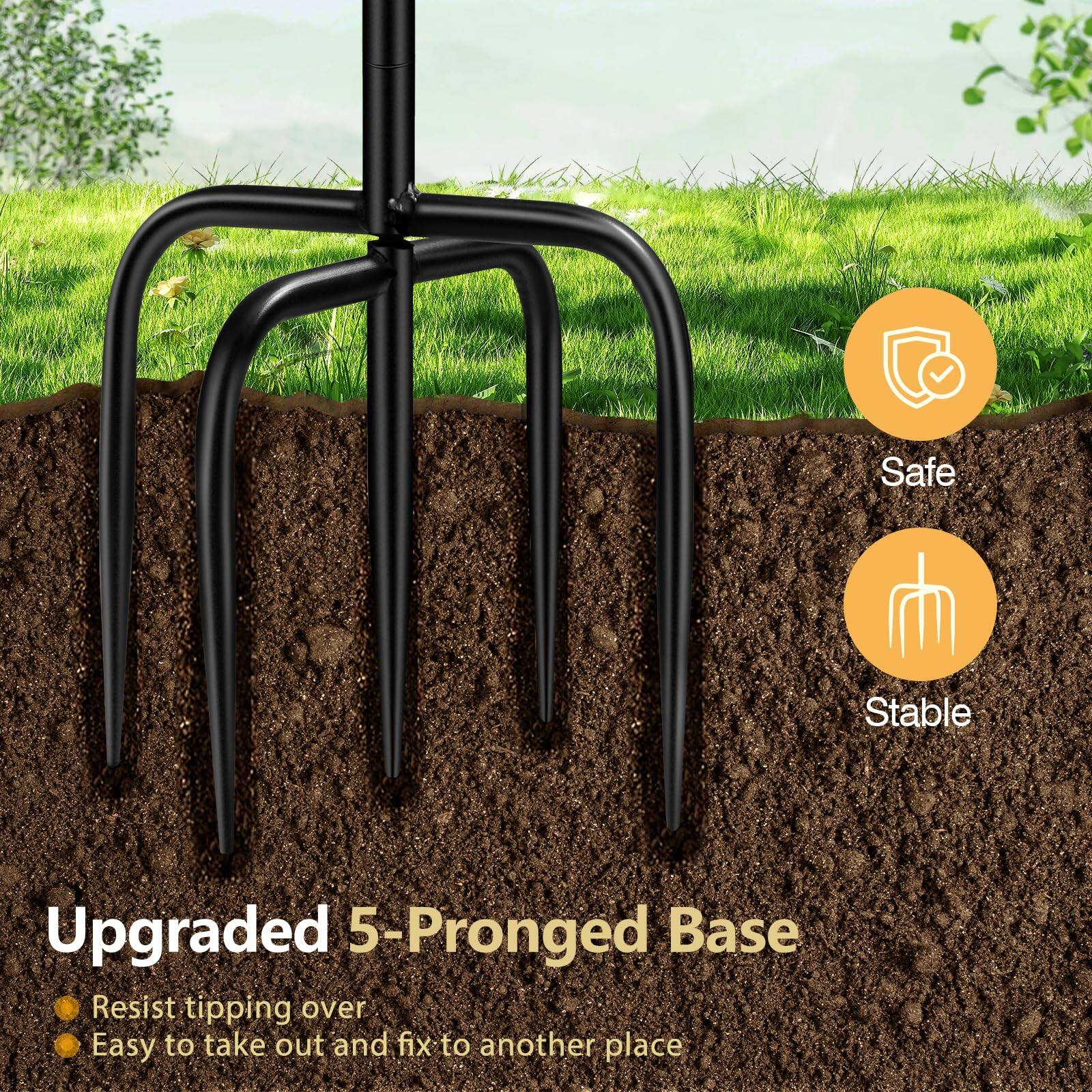 Upgraded 5-Pronged Base

- Resist tipping over
- Easy to take out and fix to another place

Safe
Stable