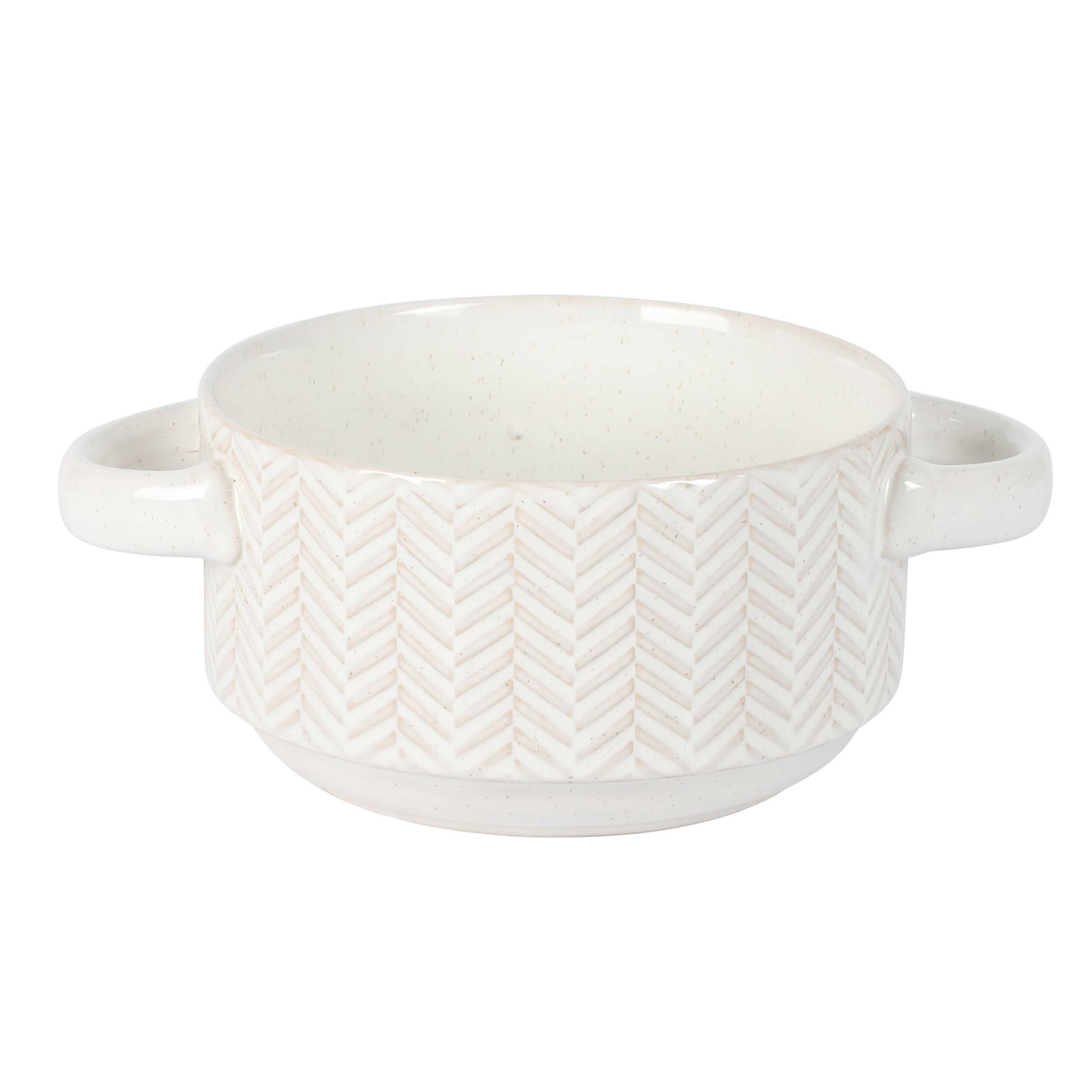 Alt View 1. Gibson - Gibson Elite Earlhart 2 Piece 6 Inch Ribbed Stoneware Soup Bowl Set with Handles in White - White.