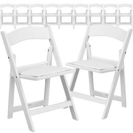 Emma + Oliver - 11 Pack Kids Resin Folding Chair with Vinyl Padded Seat - White