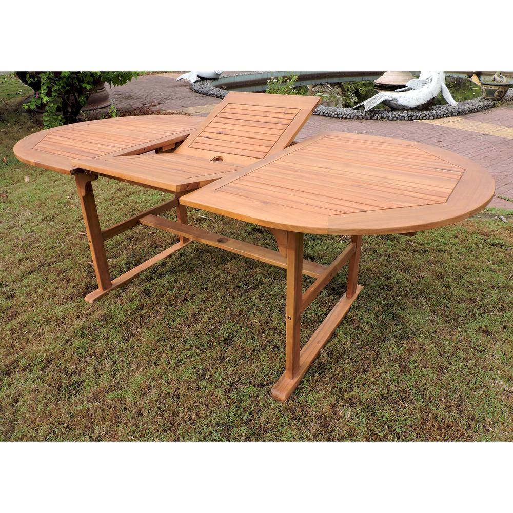 Front. International Caravan - International Caravan Royal Fiji 59-inch / 79-inch Acacia Oval Extendable Dining Table w/Fold Out Leaf, stain color - stain.