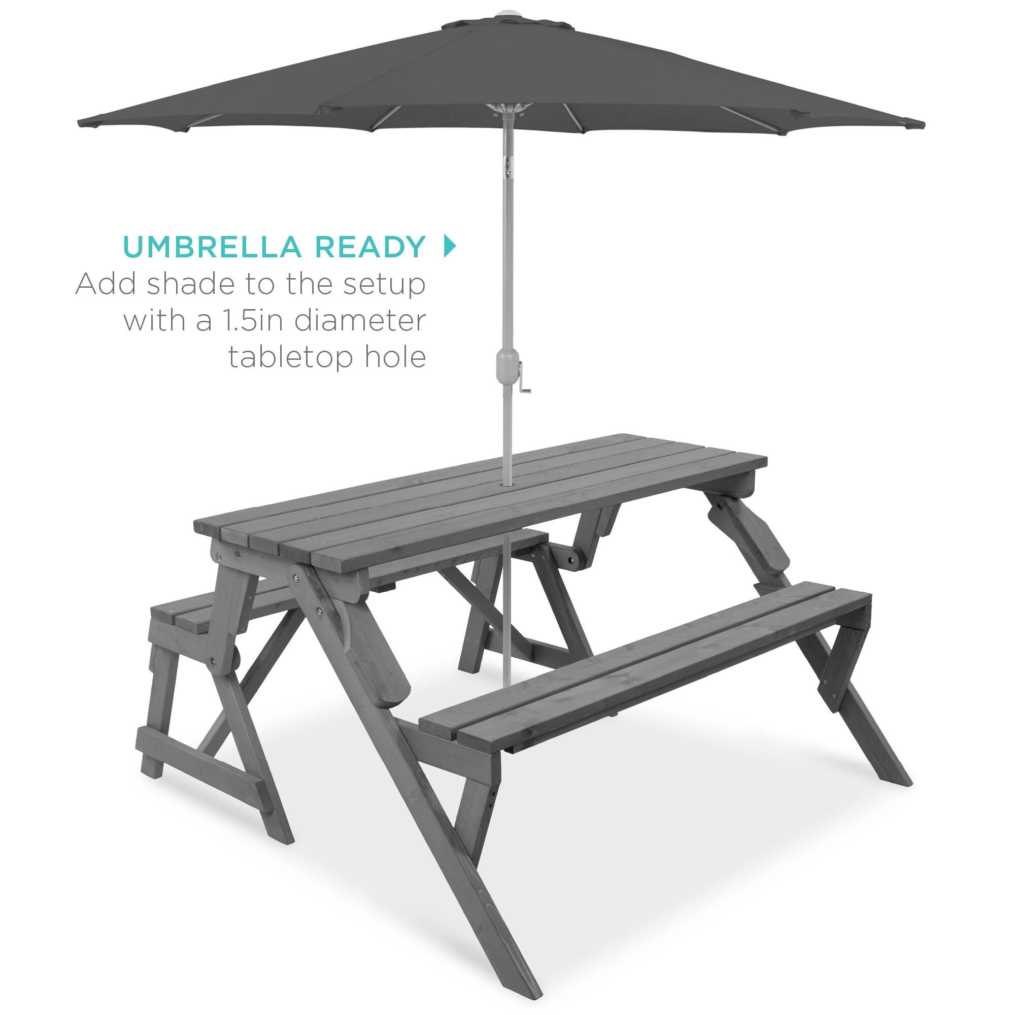 UMBRELLA READY  
Add shade to the setup with a 1.5in diameter tabletop hole