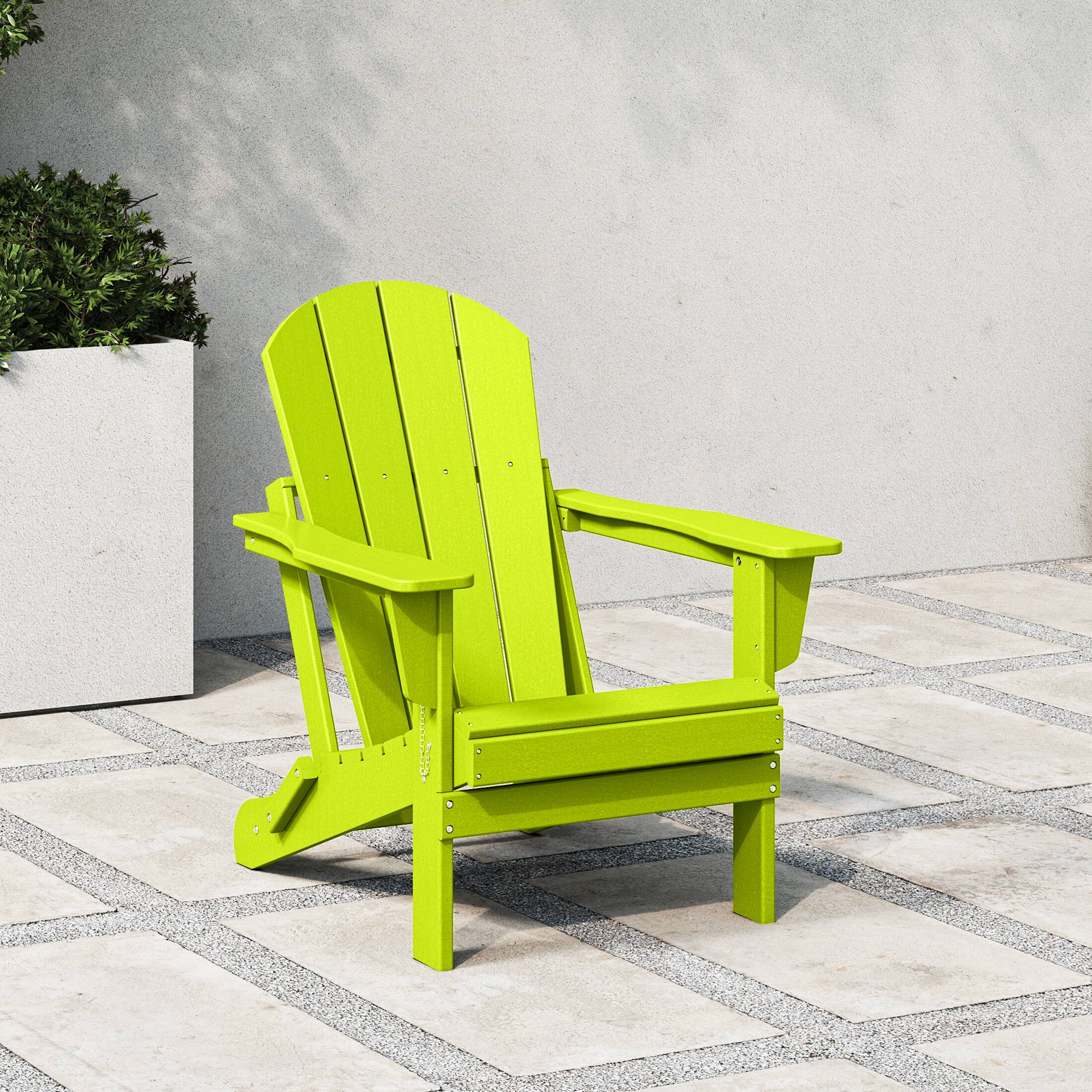 Angle. WestinTrends - WestinTrends Malibu HDPE Outdoor Patio Folding Poly Adirondack Chair - Lime.